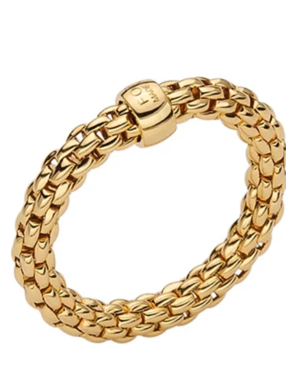 FOPE 18K Yellow Gold Flex'it Mesh Chain Band Ring - Size US 7 / EU 54 (7.67g)